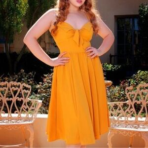 Pinup Girl Clothing (Pug) Mustard Vintage Dress